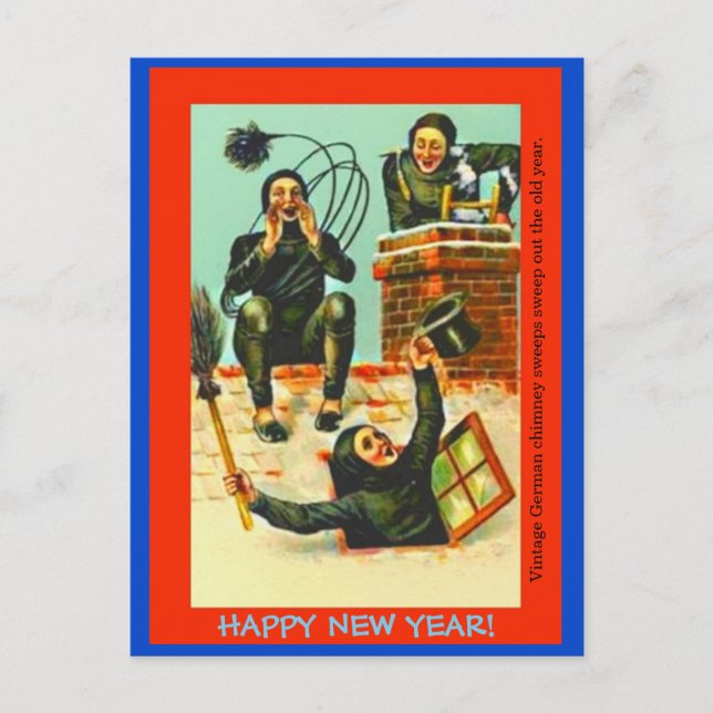 Old German New Year Postcard copy Chimney Sweeps (Front)