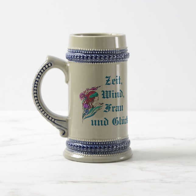 Old German Saying Proverb Stein Time Wind Woman.. (Left)