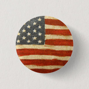 Old Glory American Flag 1 Inch Round Button