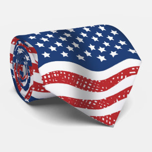 Old Glory American U.S.A. Flags Pattern Neck Tie