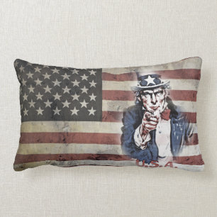 Old Glory and Uncle Sam Lumbar Pillow