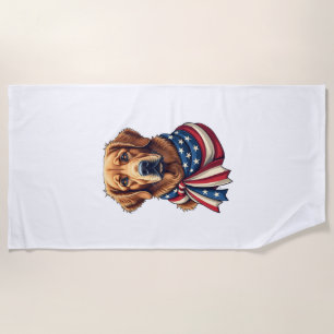 Old Glory Golden Retriever Vintage Shirt 2 Beach Towel
