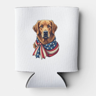 Old Glory Golden Retriever Vintage Shirt 2 Can Cooler