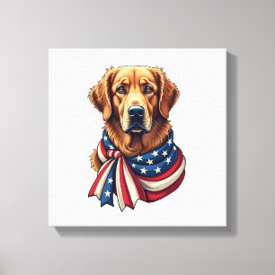 Old Glory Golden Retriever Vintage Shirt 2 Canvas Print