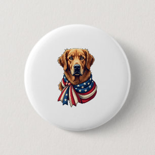 Old Glory Golden Retriever Vintage Shirt 2 Inch Round Button