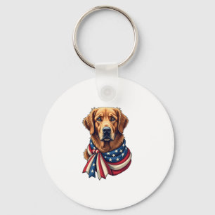 Old Glory Golden Retriever Vintage Shirt 2 Keychain