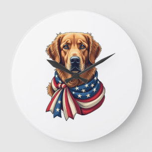 Old Glory Golden Retriever Vintage Shirt 2 Large Clock
