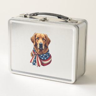 Old Glory Golden Retriever Vintage Shirt 2 Metal Lunch Box