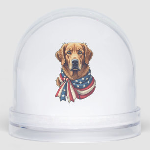 Old Glory Golden Retriever Vintage Shirt 2 Snowglobe