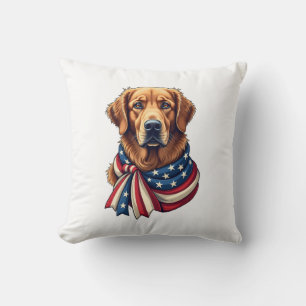 Old Glory Golden Retriever Vintage Shirt 2 Throw Pillow