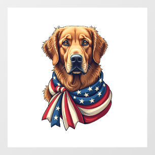 Old Glory Golden Retriever Vintage Shirt 2 Window Cling