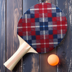 Old Glory Plaid Ping Pong Paddle