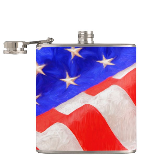 Old Glory Vinyl Wrapped Flask, 6 oz. Hip Flask (Opened)