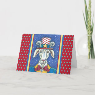 OLD GOAT UNCLE SAM, FUNNY FARM PATRIOTIC BILLYGOAT HOLIDAY CARD
