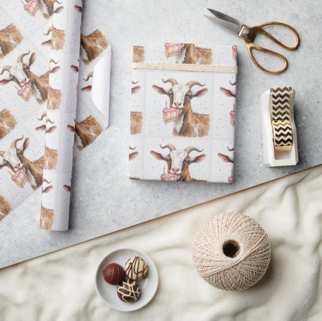  Old Goat with Cake Fun Novelty Animal Pattern Wrapping Paper (Crafts)