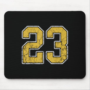 Old Gold Black White Sports Number 23 Jersey Unifo Mouse Pad