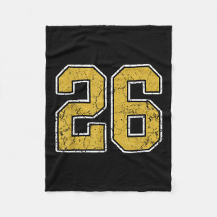 Old Gold Black White Sports Number 26 Jersey Unifo Fleece Blanket