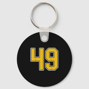 Old Gold Black White Sports Number 49 Jersey Unifo Keychain