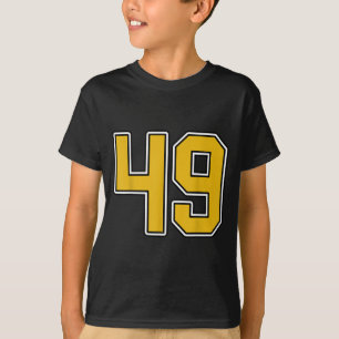 Old Gold Black White Sports Number 49 Jersey Unifo T-Shirt