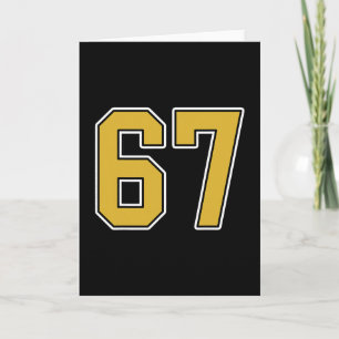 Old Gold Black White Sports Number 67 Jersey Unifo Card