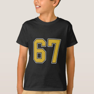 Old Gold Black White Sports Number 67 Jersey Unifo T-Shirt