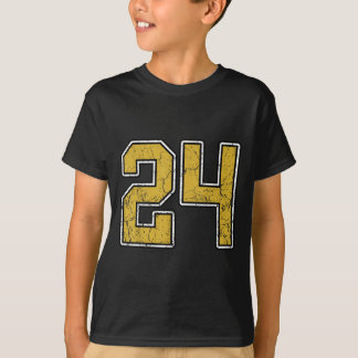 Old Gold Black White Srts Number 24 Jersey Uniform T-Shirt
