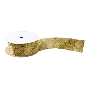 Old Gold Coin Collection Satin Ribbon