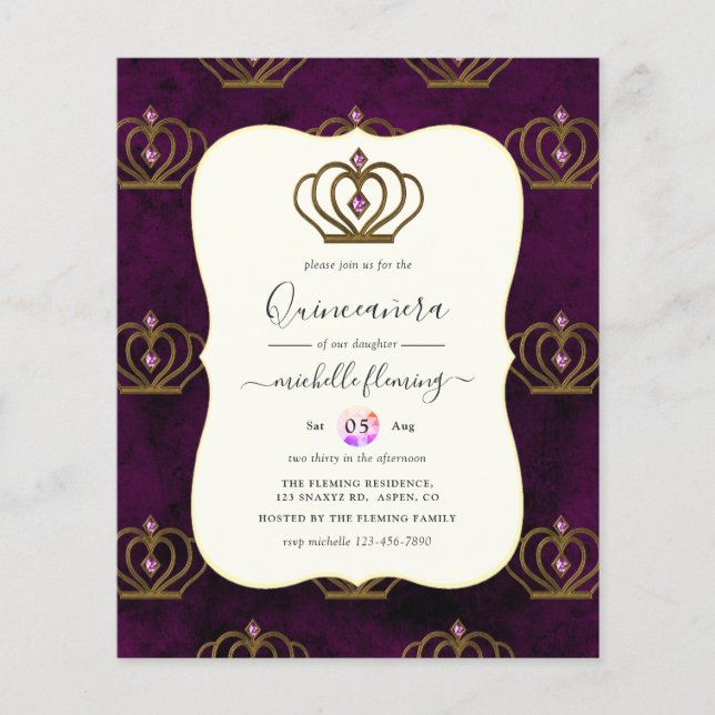 Old Gold Elegance Quinceañera Flyer (Front)