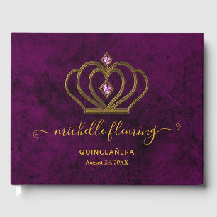 Old Gold Elegance Quinceañera Guest Book