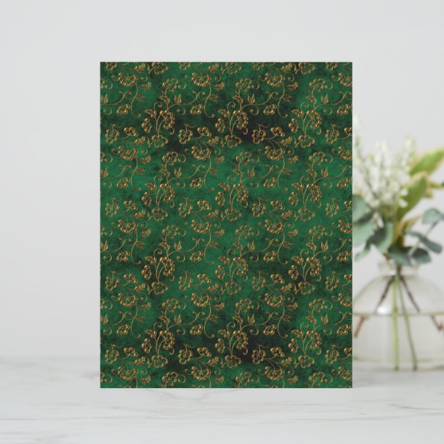 Old Gold Emerald French scrapbook Paper  (Standing Front)