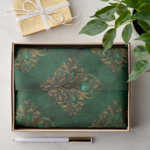 Old Gold Emerald French  Tissue Paper