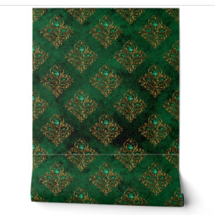 Old Gold Emerald French Wallpaper