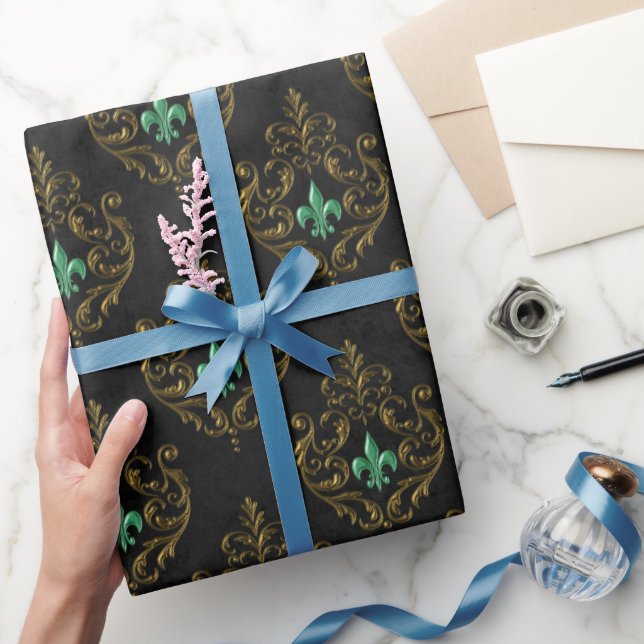 Old Gold Emerald French  Wrapping Paper (Gifting)
