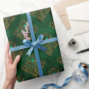Old Gold Emerald French Wrapping Paper