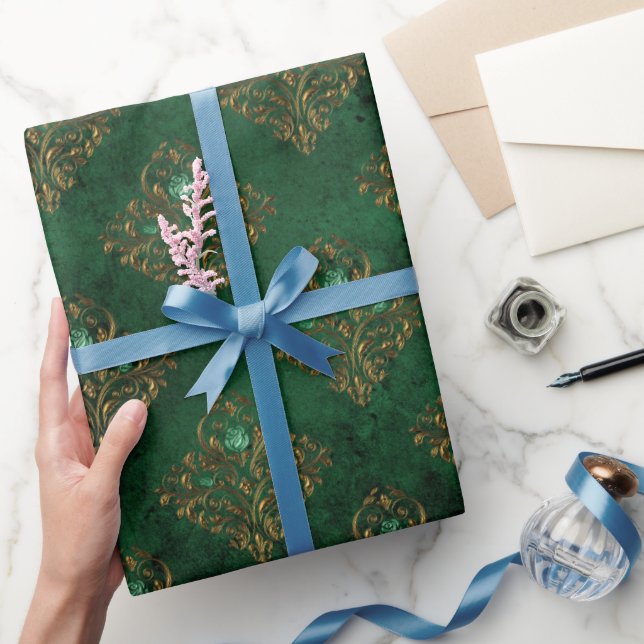 Old Gold Emerald French  Wrapping Paper (Gifting)