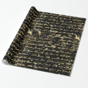Old Gold Handwriting Customizable Background Color Wrapping Paper