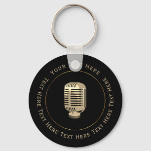 Old Gold Microphone Keychain