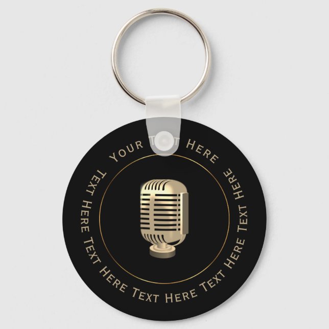 Old Gold Microphone Keychain (Front)