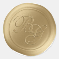 Old Gold Script Double Monogram Wax Seal Stickers