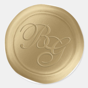 Old Gold Script Double Monogram Wax Seal Stickers