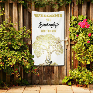 Old Golden Tree on White Family Reunion Custom  Banner