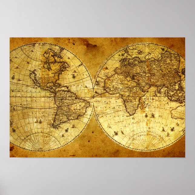 Old Golden World Map Poster (Front)