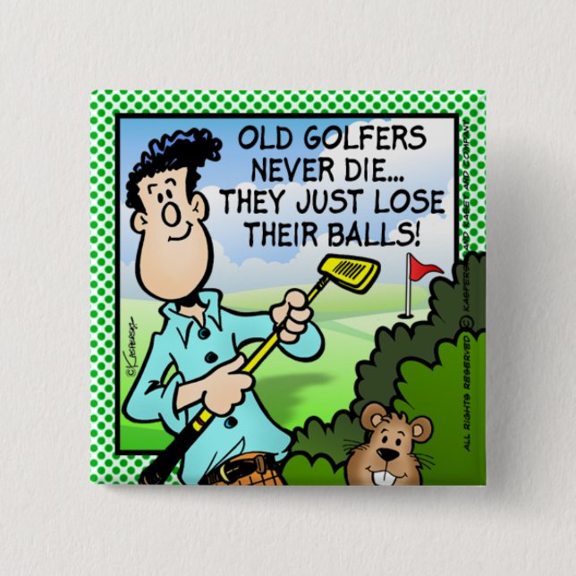 Old Golfer 2 Inch Square Button (Front)