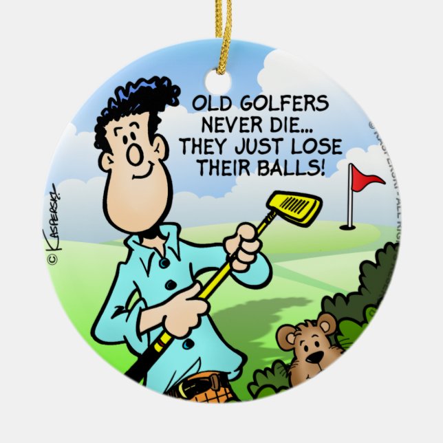 Old Golfer Ceramic Ornament (Front)