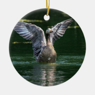 Old Goose Wing Action Ceramic Ornament