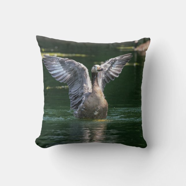 Old Goose Wing Action Throw Pillow (Front)