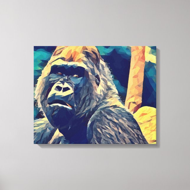 Old Gorilla Original Abstract jungle animal Art Canvas Print (Front)
