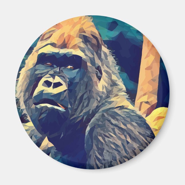 Old Gorilla Original Abstract jungle animal Art Magnet (Front)