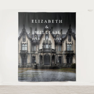 Old Gothic Mansion Photo Booth Prop Backdrop Tapestry