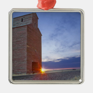 Old granary at Collins Montana at sunrise Metal Ornament